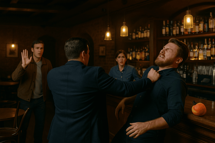 A tense altercation inside a Georgia bar with a bartender and bystander reacting